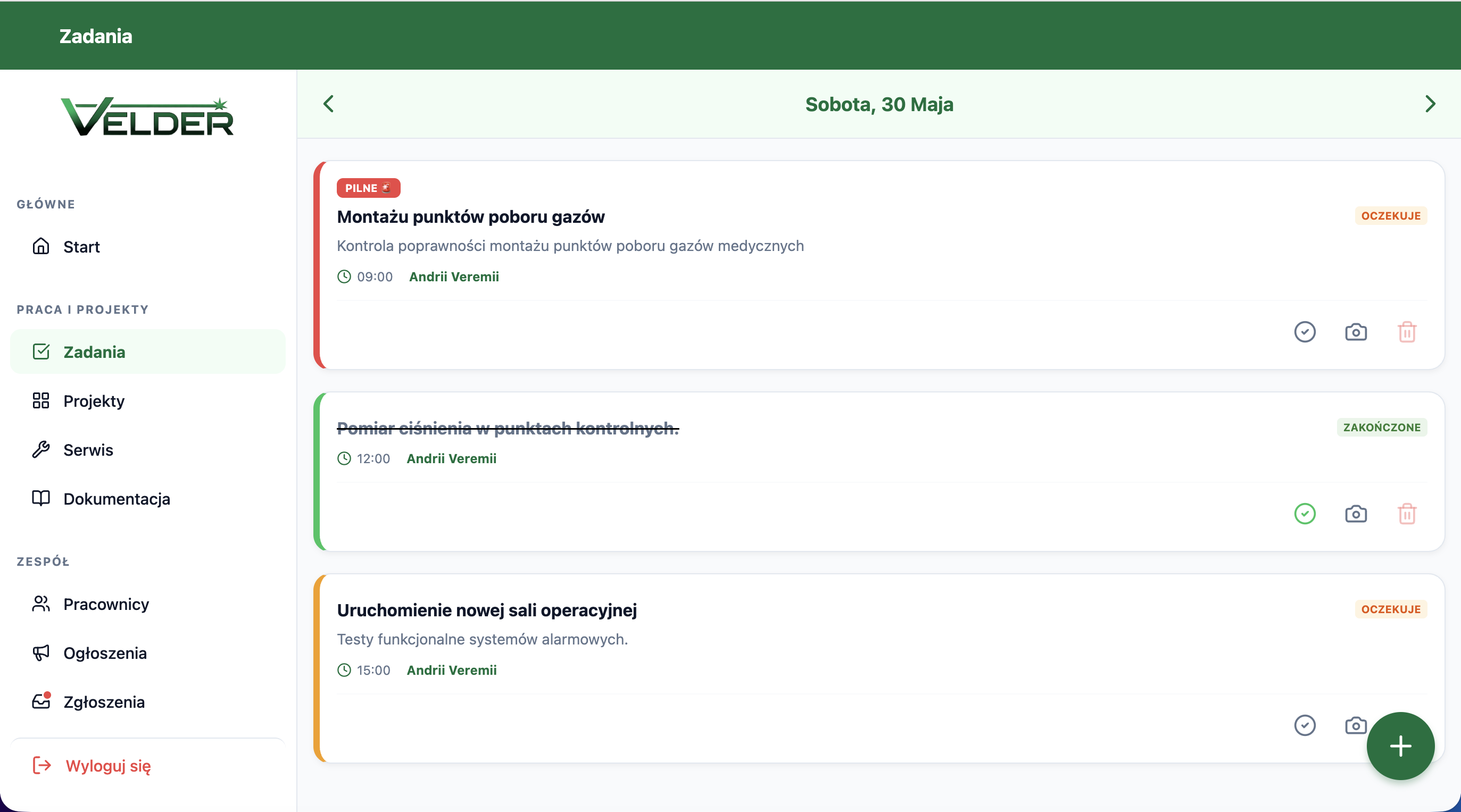 Velder Web Interface Overview